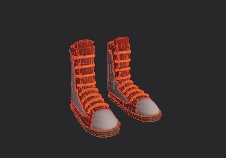Boots Red Low-poly 3D model_6