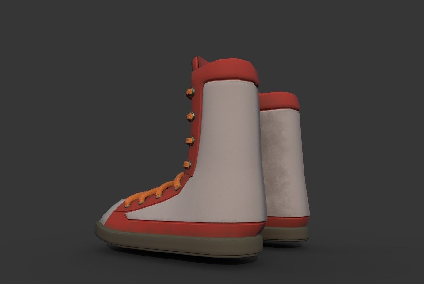 Boots Red Low-poly 3D model_11
