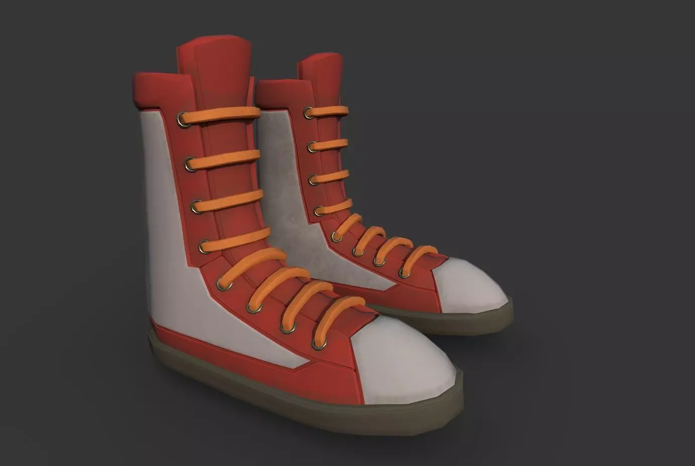 Boots Red Low-poly 3D model_0