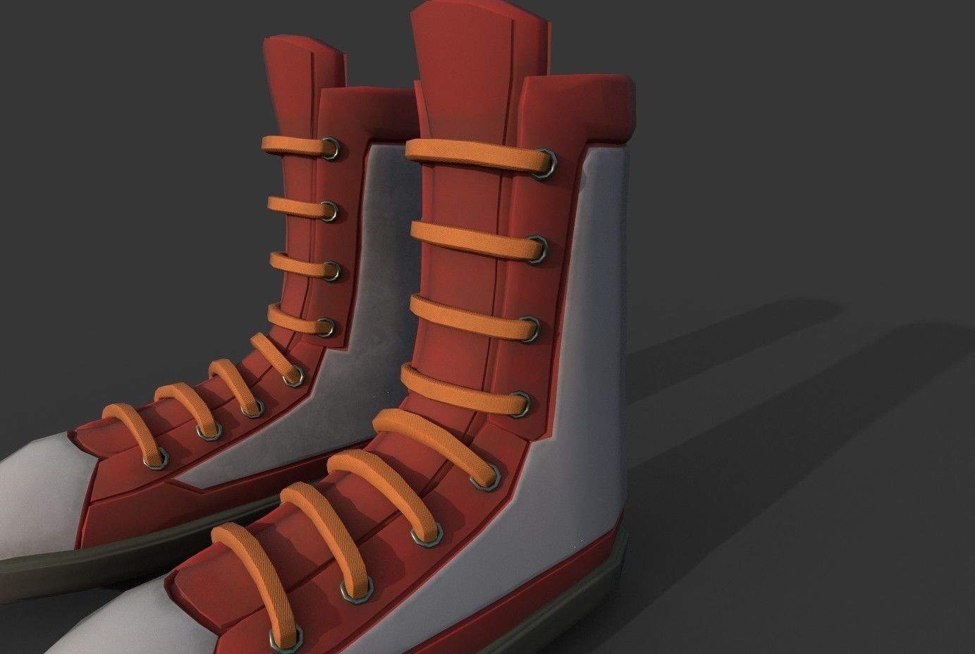 Boots Red Low-poly 3D model_7