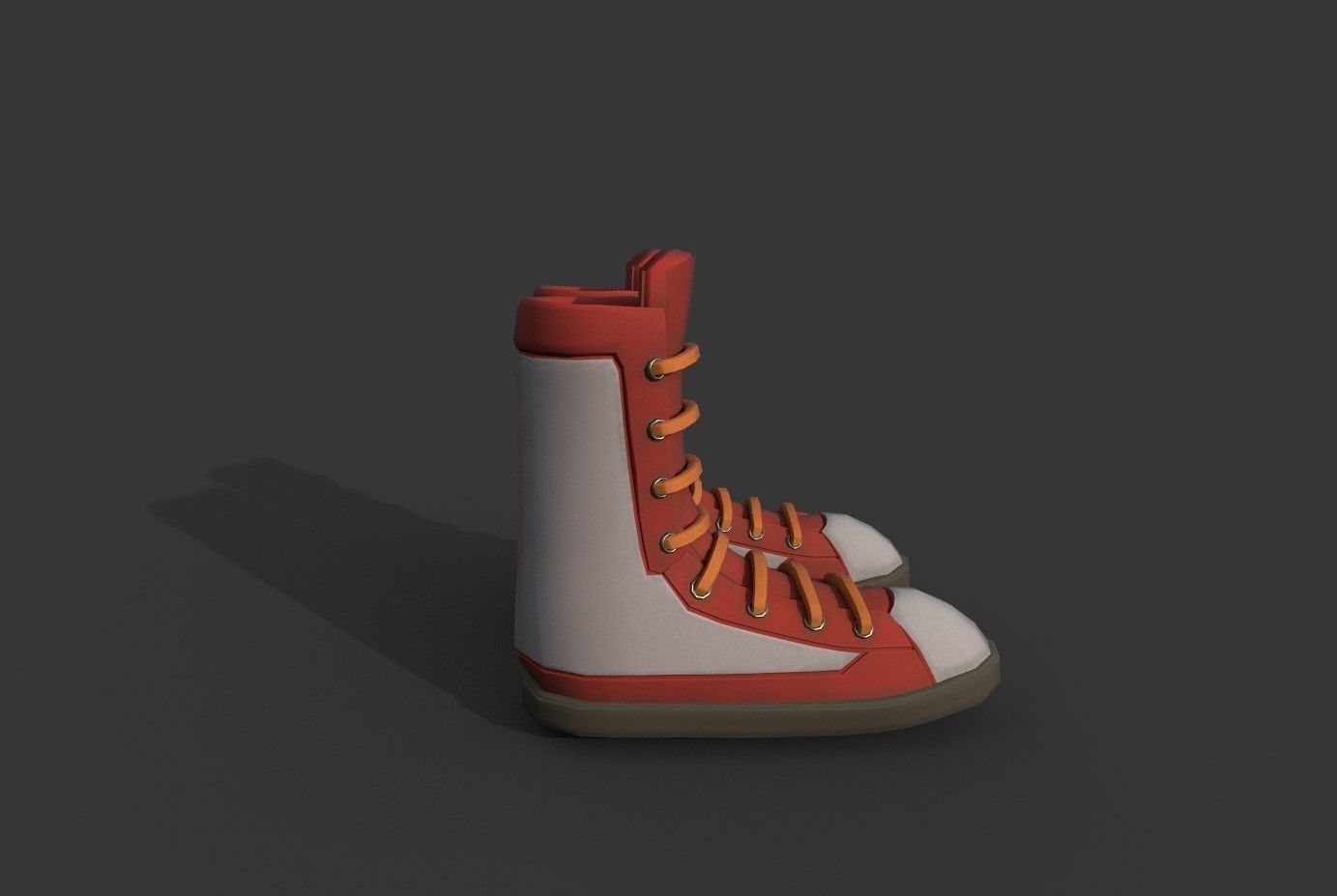 Boots Red Low-poly 3D model_10