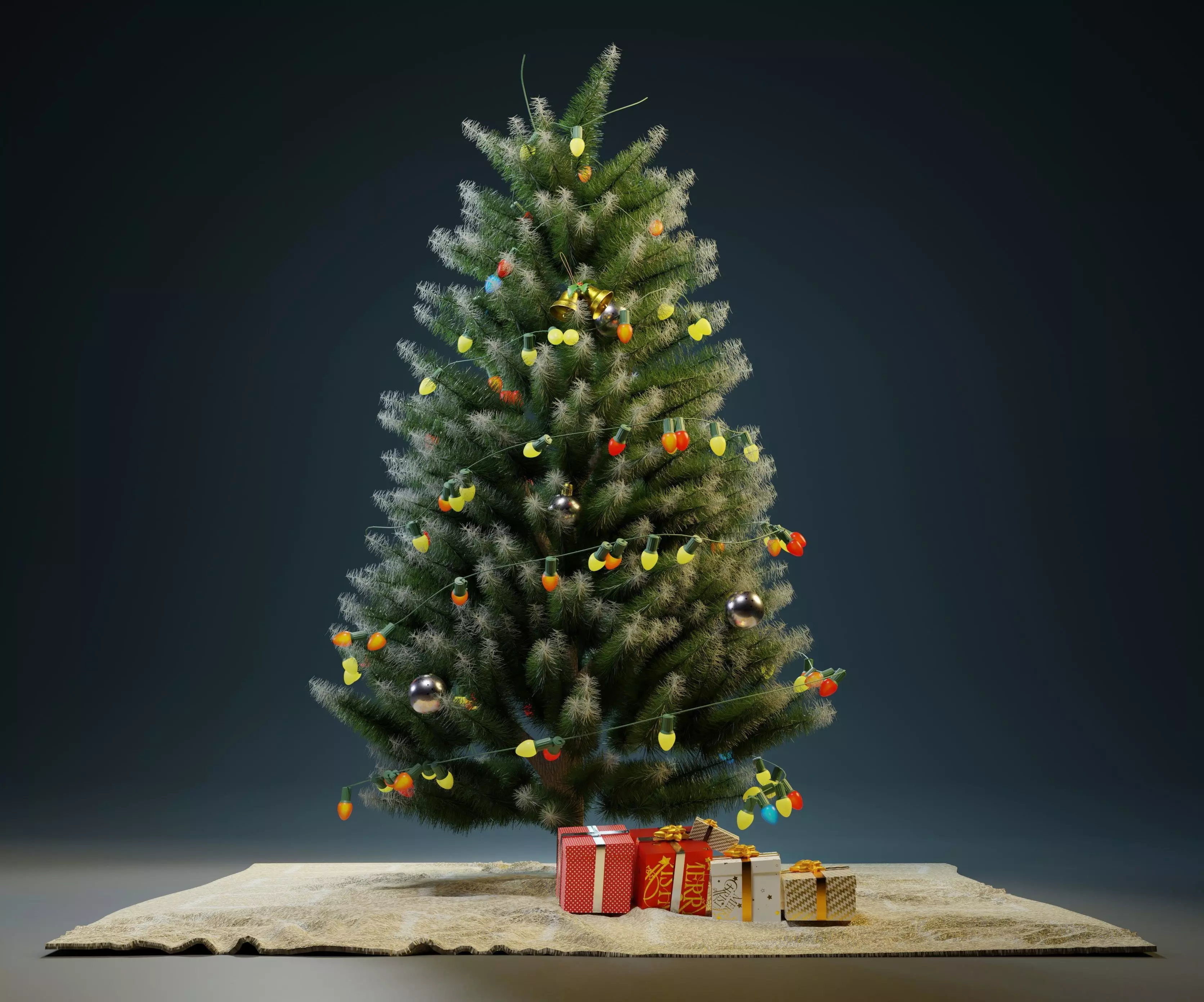 Christmas tree with decorations 3D model_0