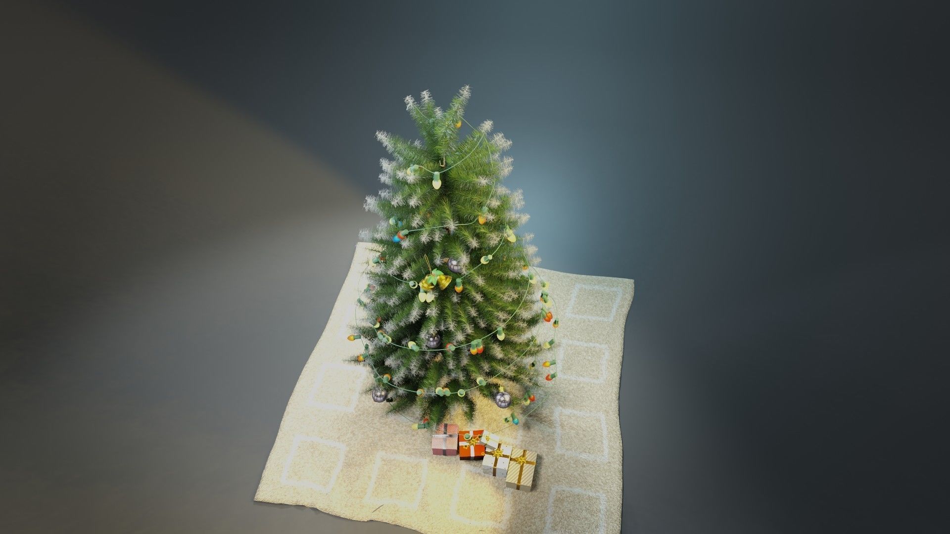 Christmas tree with decorations 3D model_3