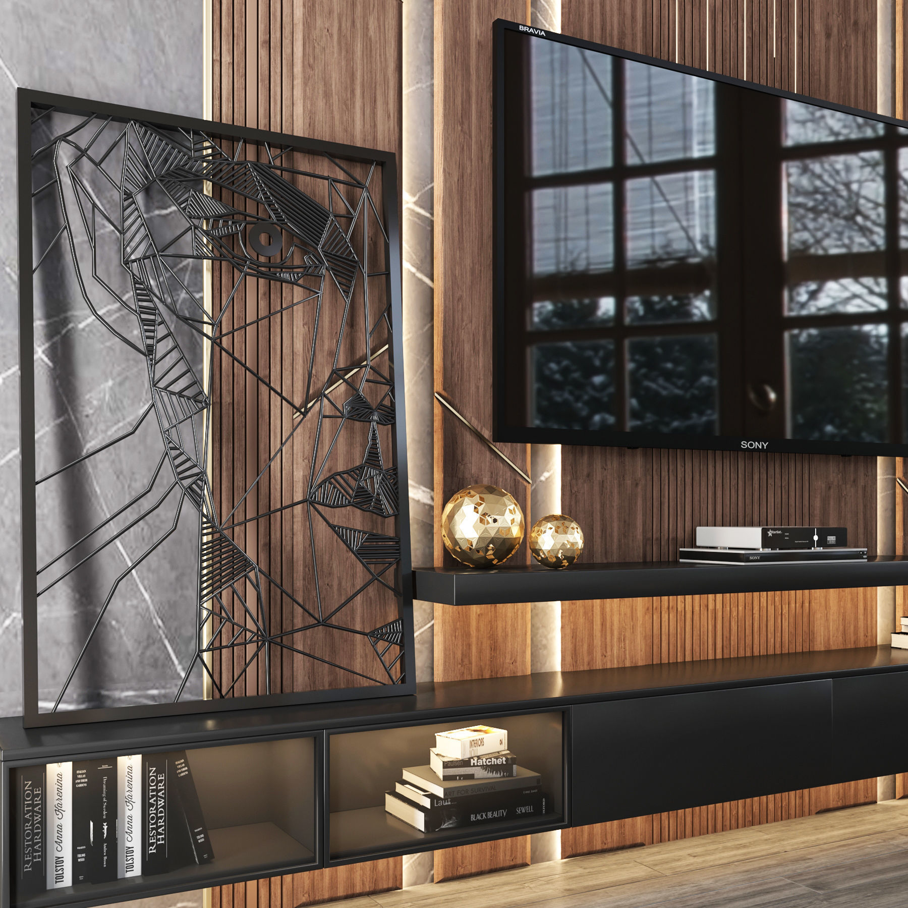 tv wall 01 3D model_1