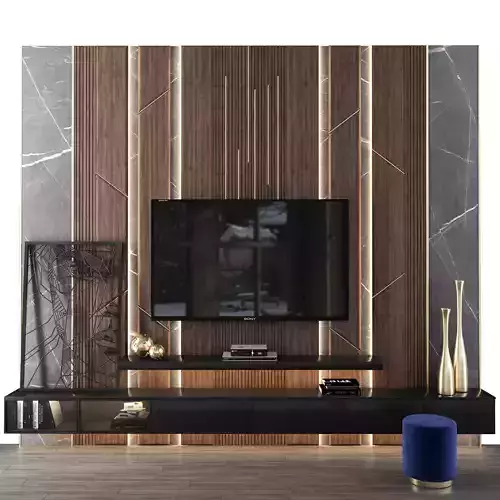 tv wall 01 3D model