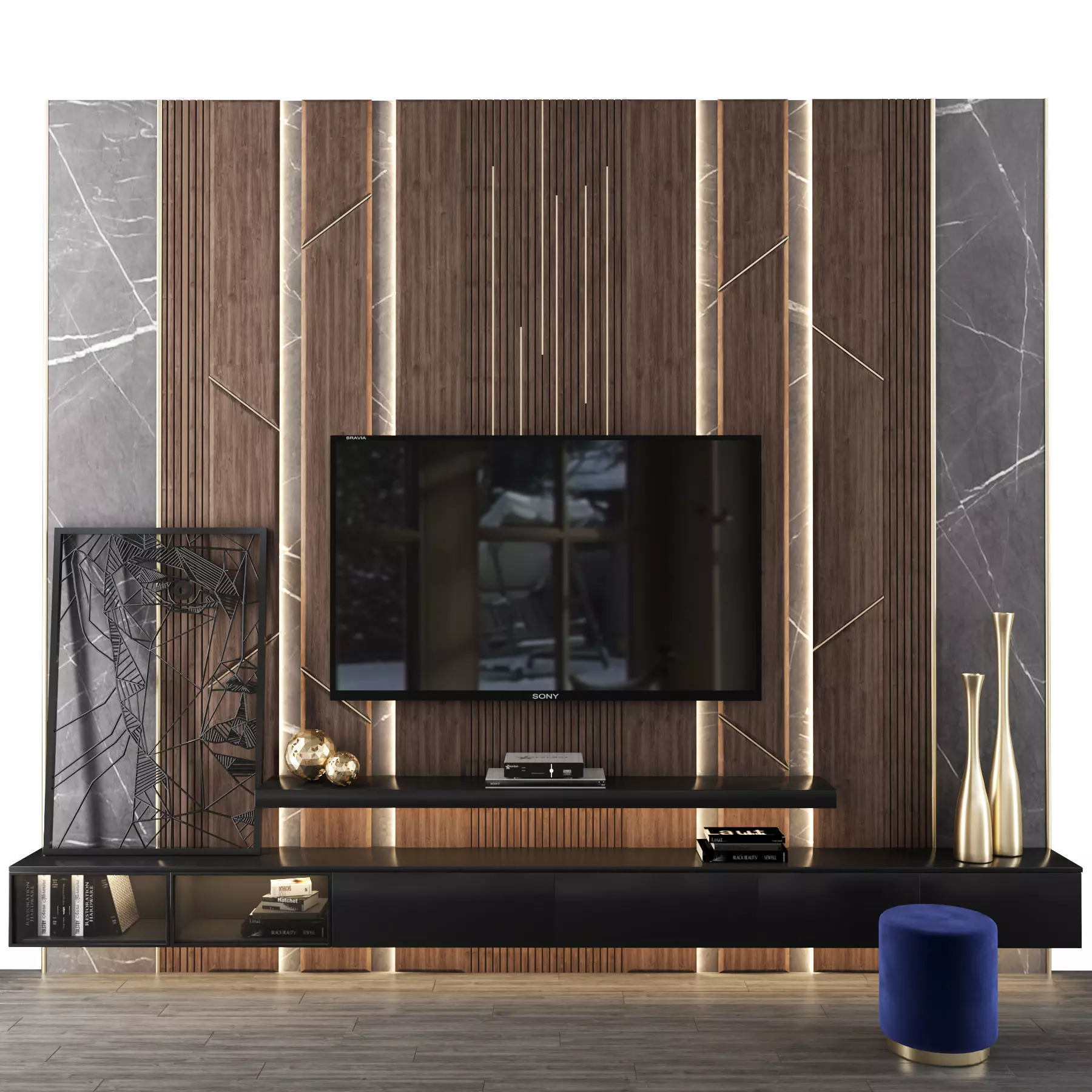 tv wall 01 3D model_0