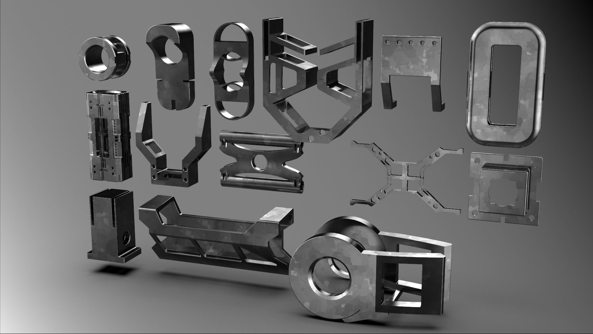 Big pack kitbash scifi robotic part  num2 3D model_14