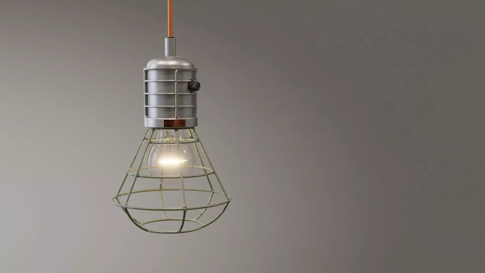 Industrial lamp with an orange cord 3D model