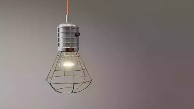 Industrial lamp with an orange cord