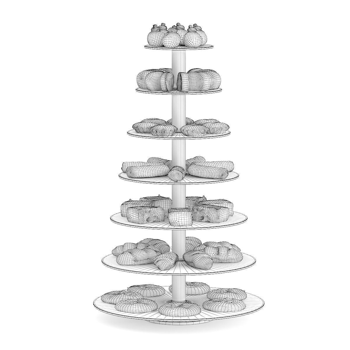 Glass Stand with Sweatrolls and Cakes 2 3D model_3