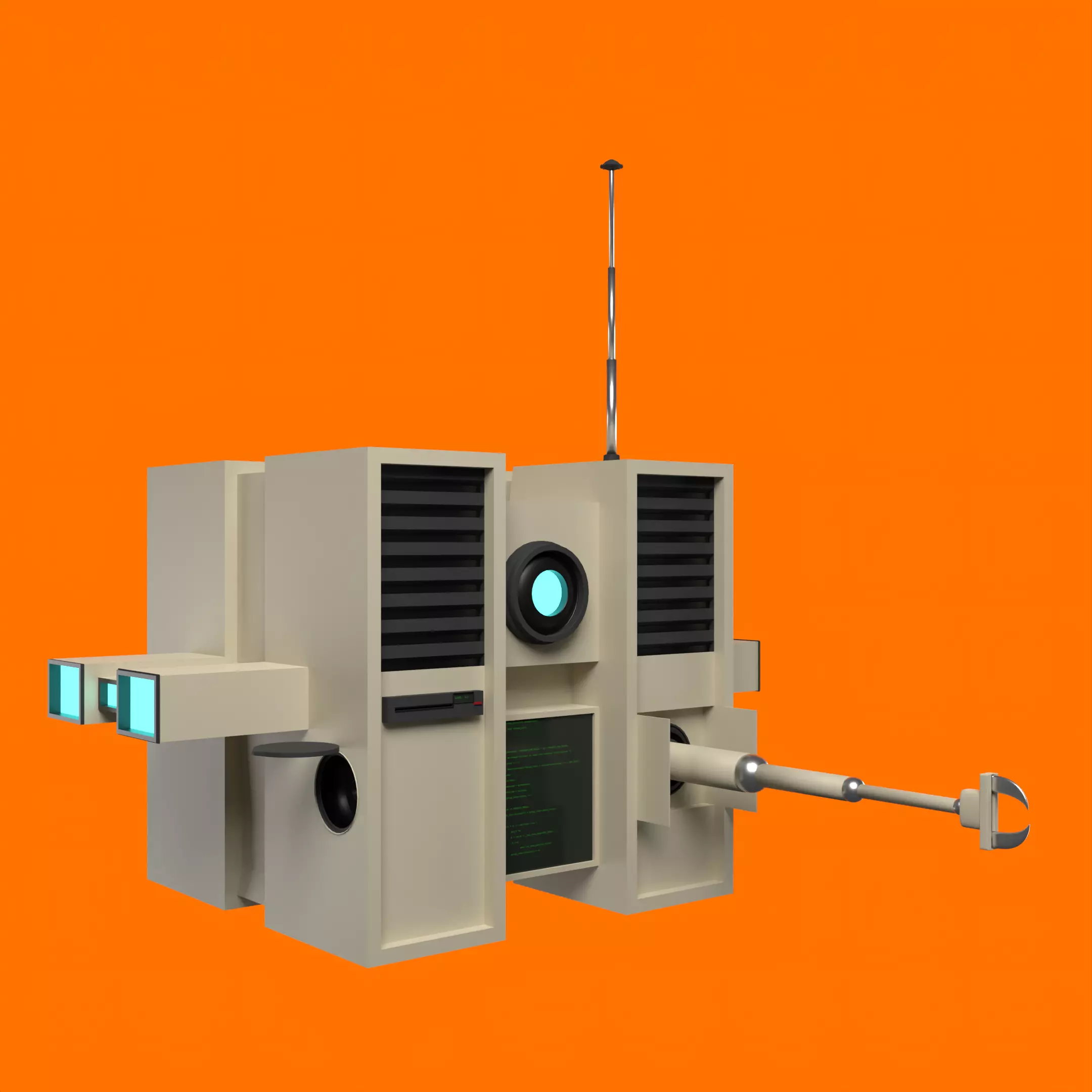 Retro Robot Free low-poly 3D model_0