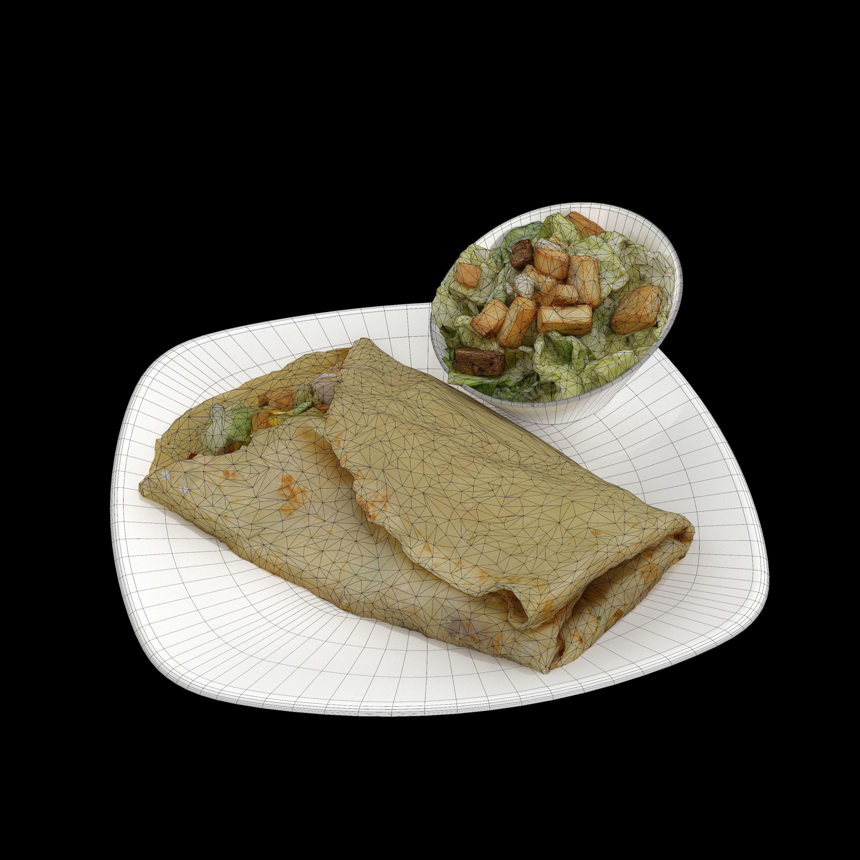 Chipotle chicken crepe Low-poly 3D model_10