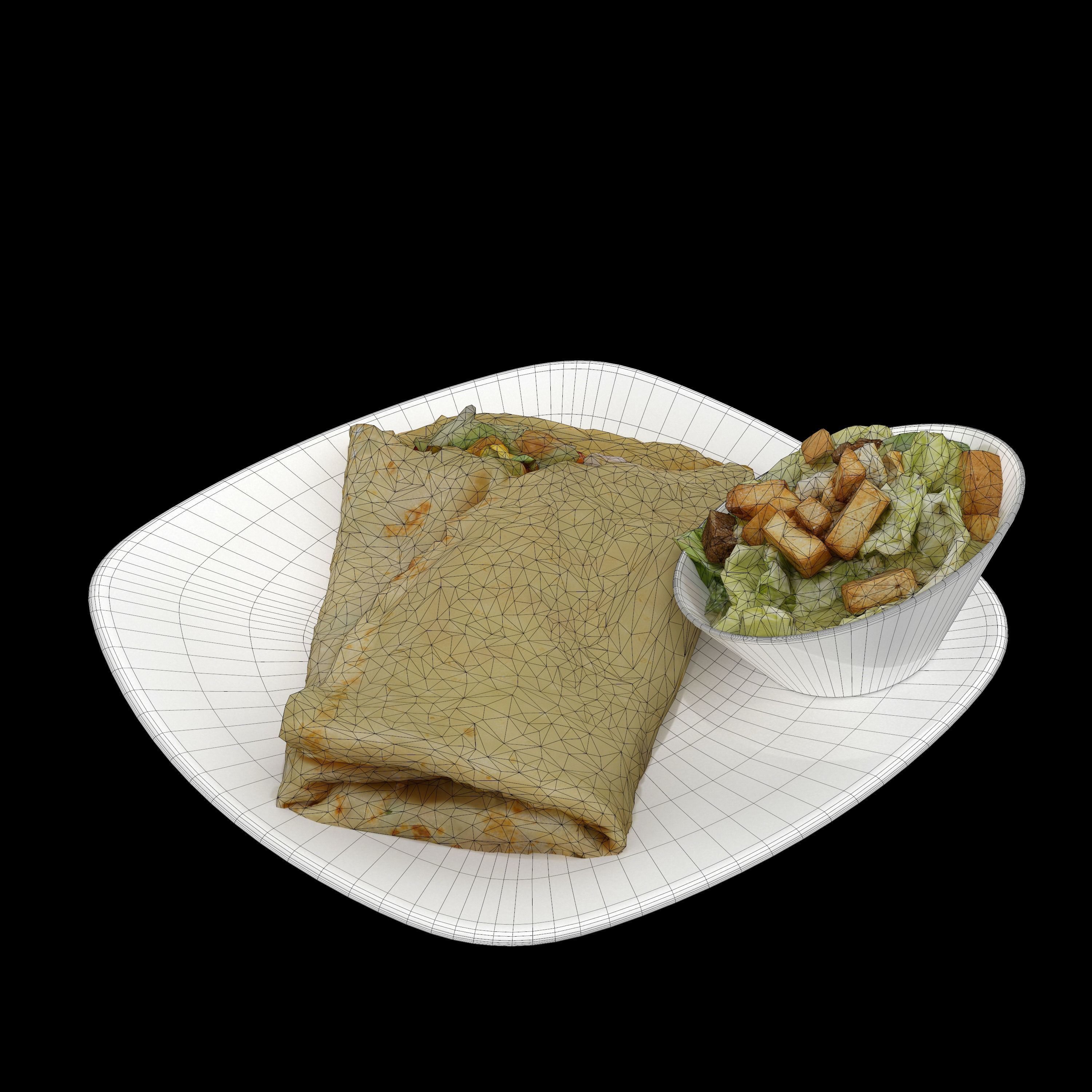 Chipotle chicken crepe Low-poly 3D model_12