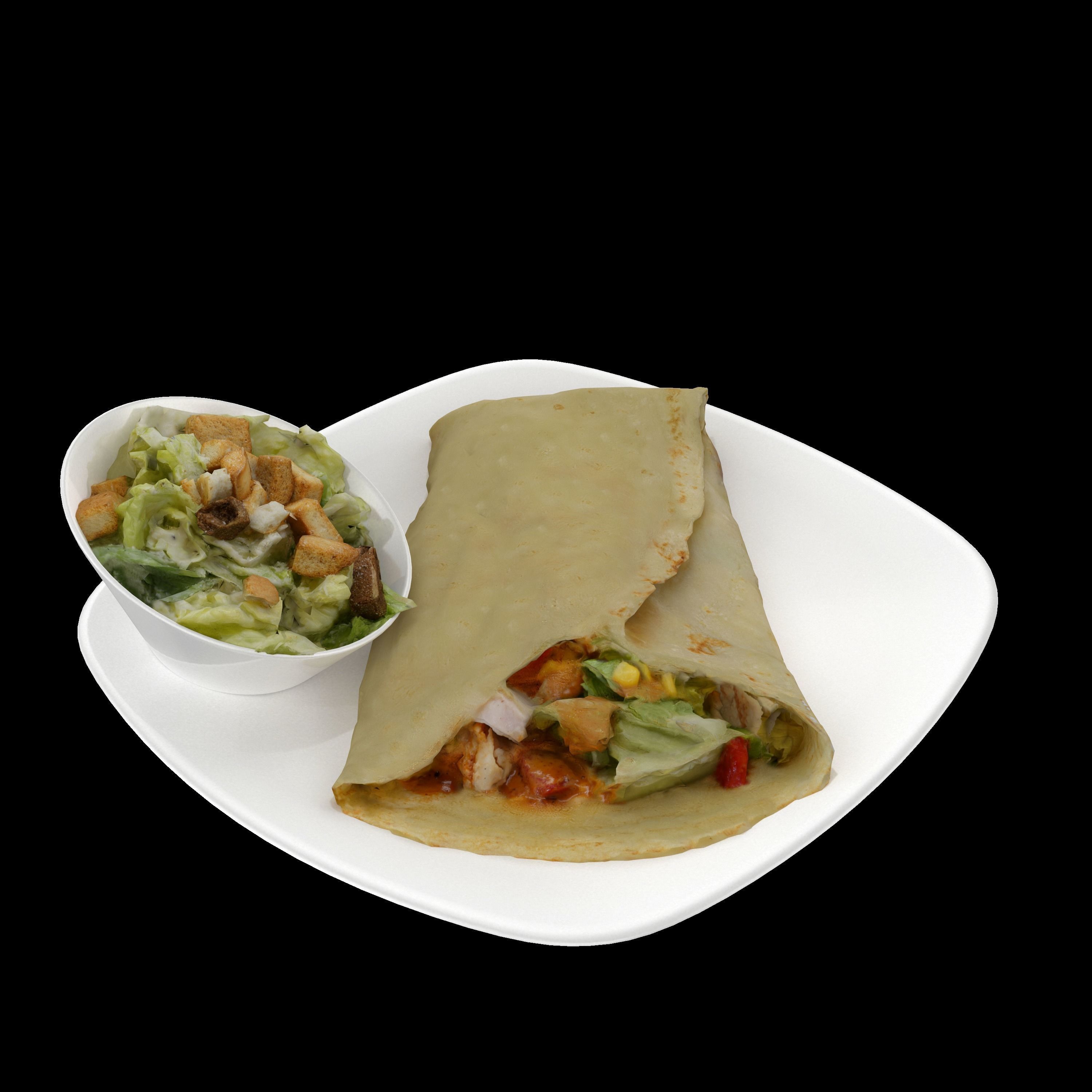 Chipotle chicken crepe Low-poly 3D model_3