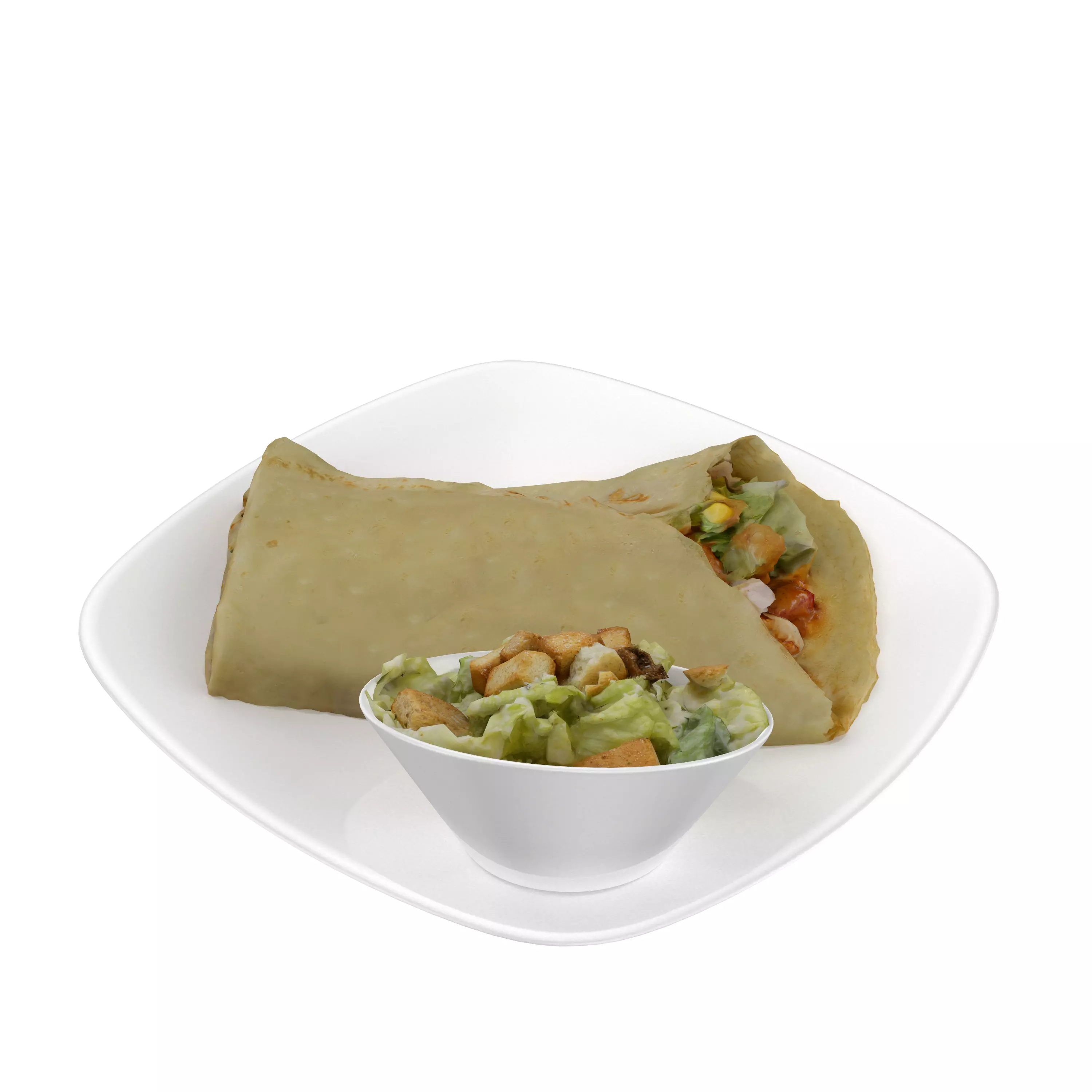 Chipotle chicken crepe Low-poly 3D model_0
