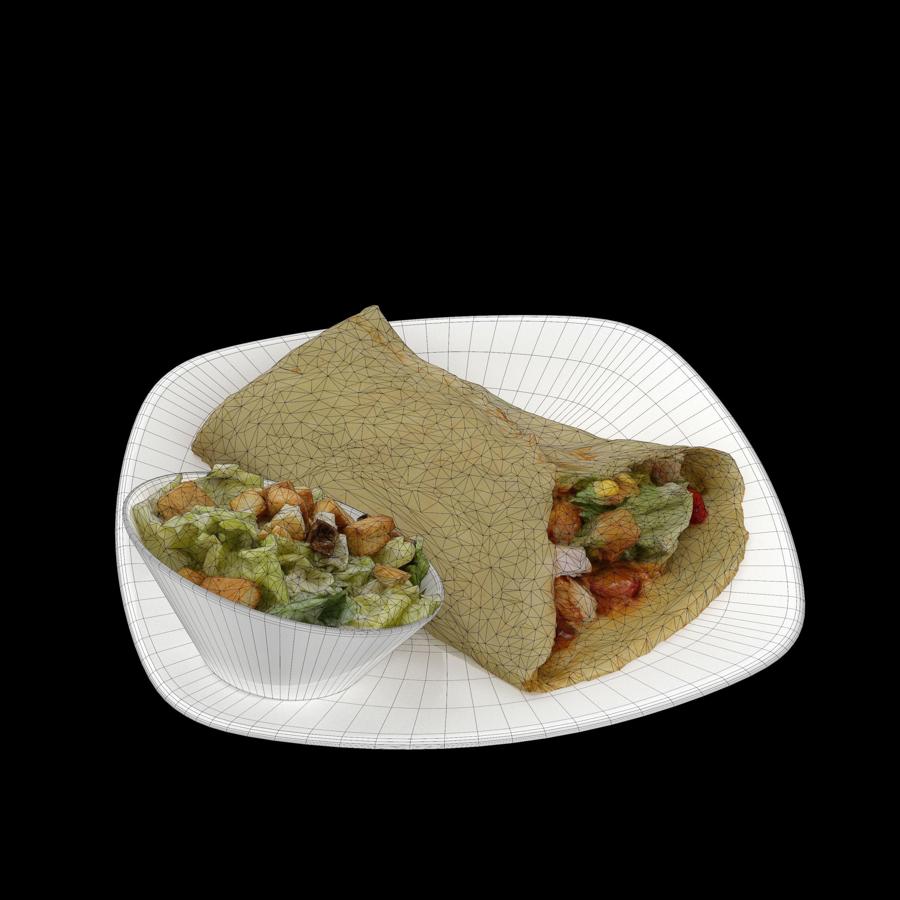 Chipotle chicken crepe Low-poly 3D model_7