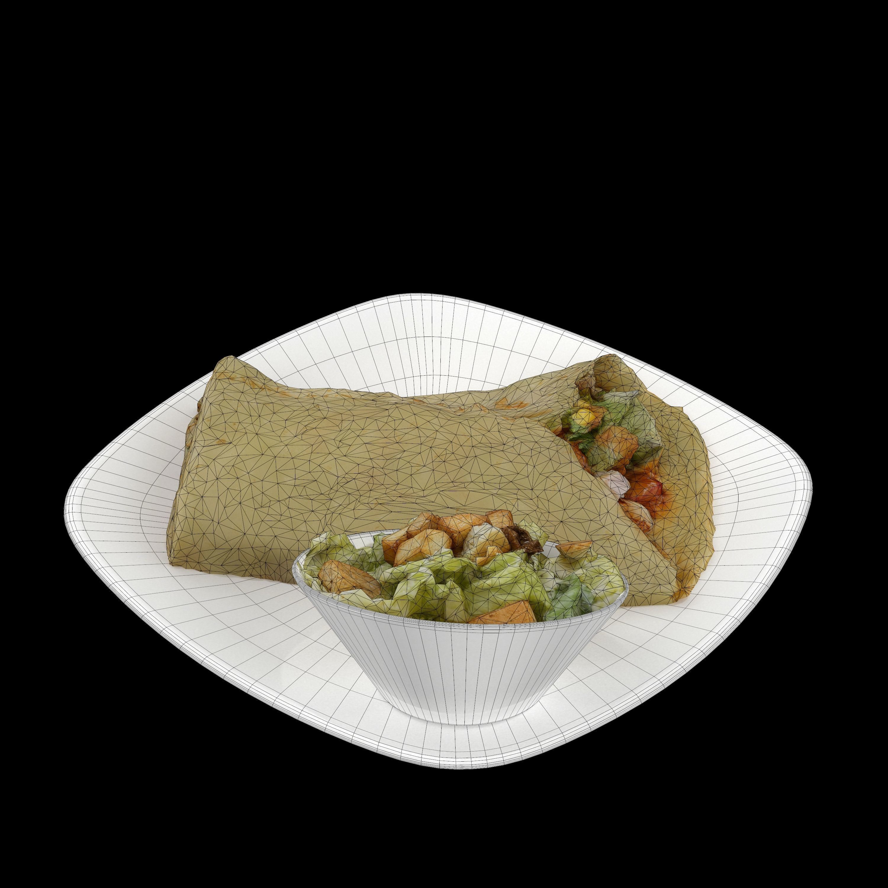 Chipotle chicken crepe Low-poly 3D model_8