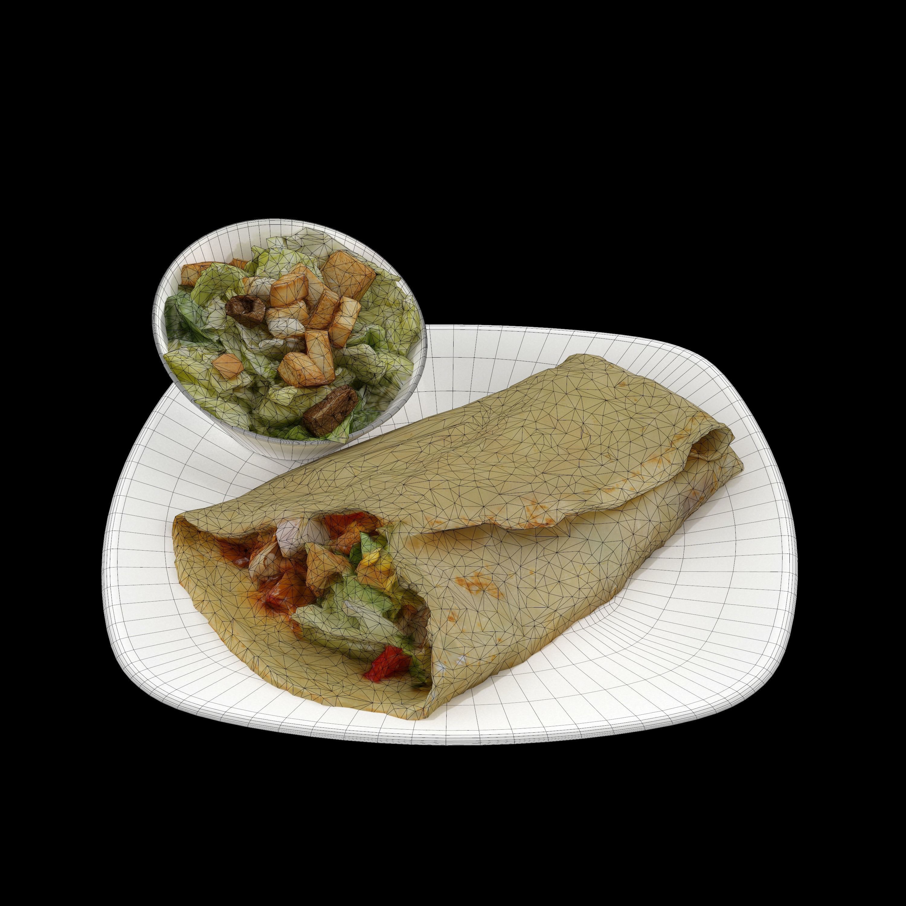 Chipotle chicken crepe Low-poly 3D model_9