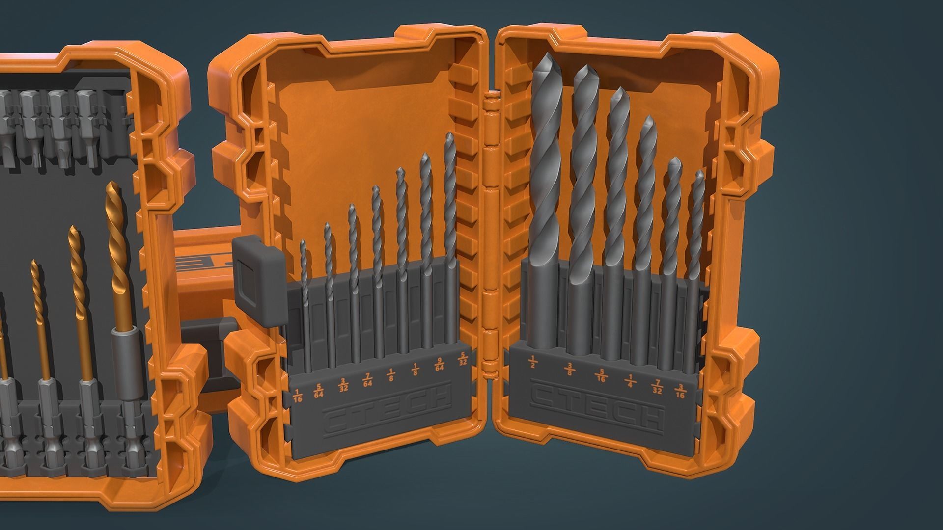 Drill Bit Set Low-poly 3D model_9