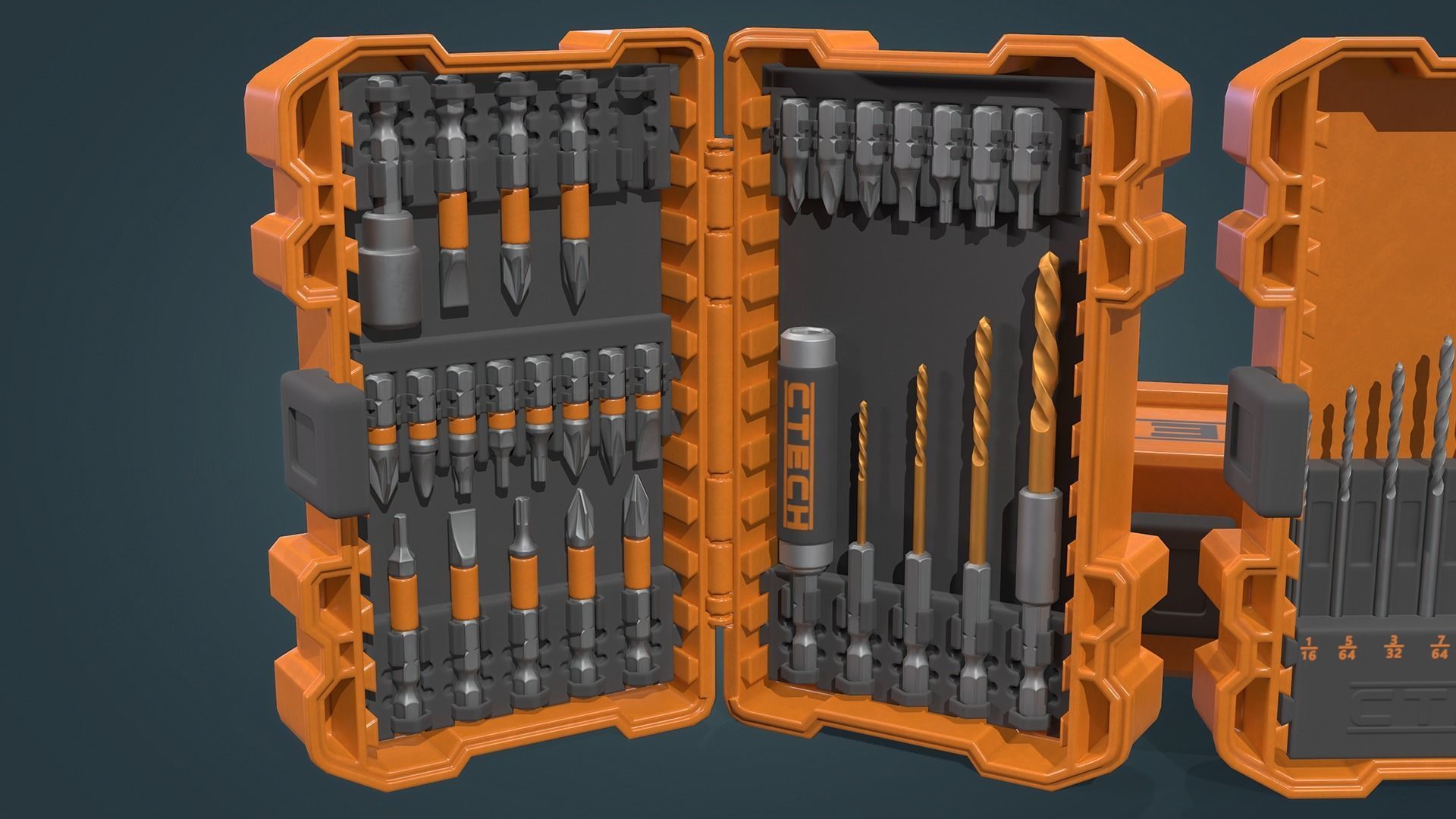 Drill Bit Set Low-poly 3D model_8