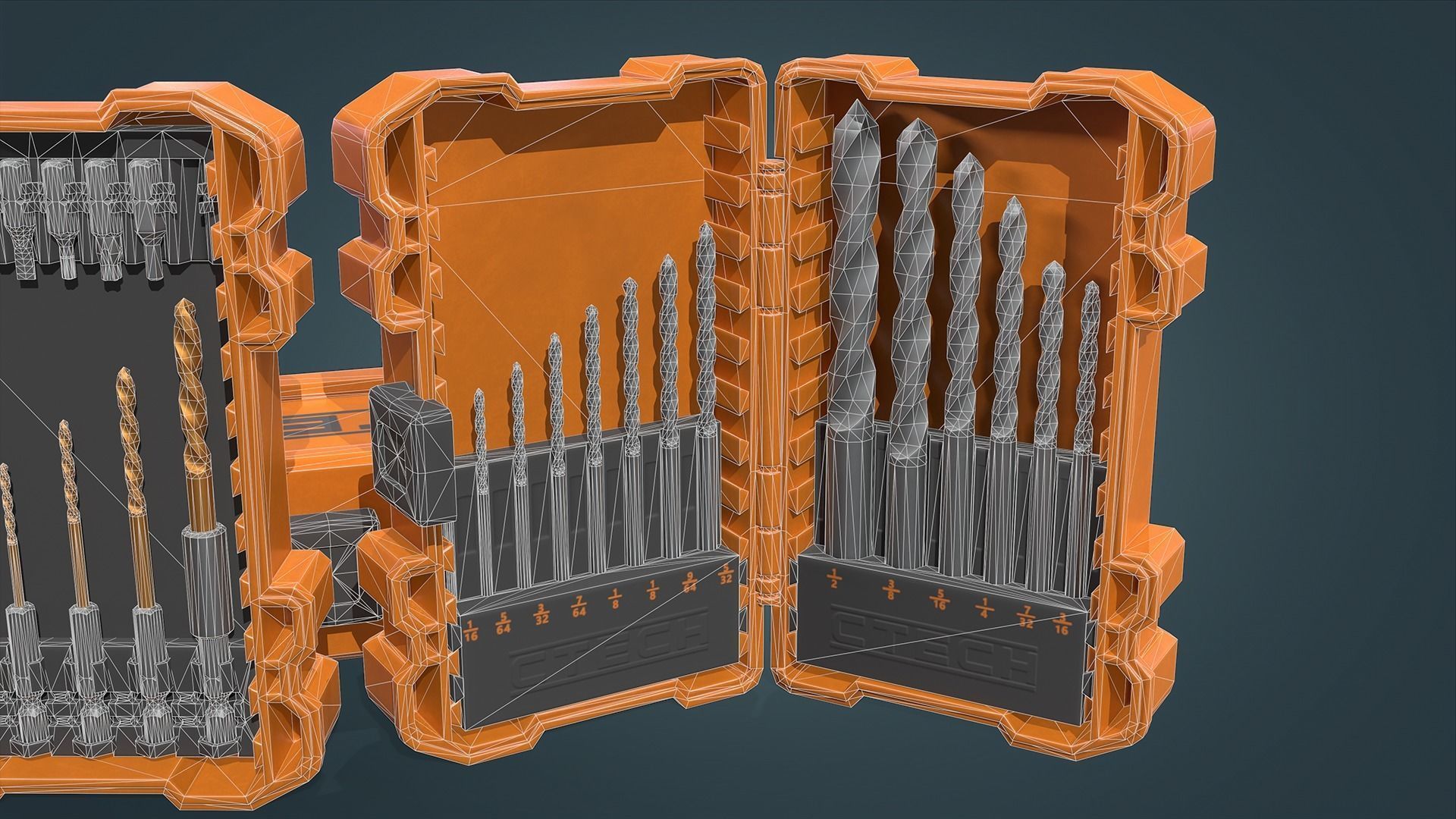 Drill Bit Set Low-poly 3D model_18