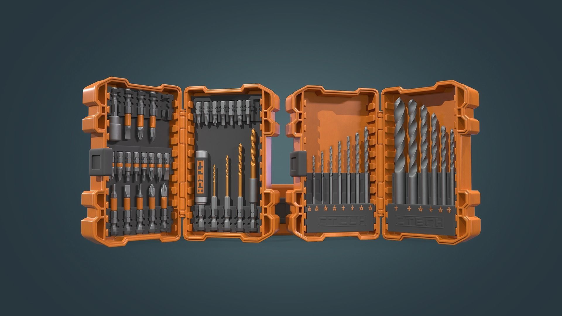 Drill Bit Set Low-poly 3D model_1