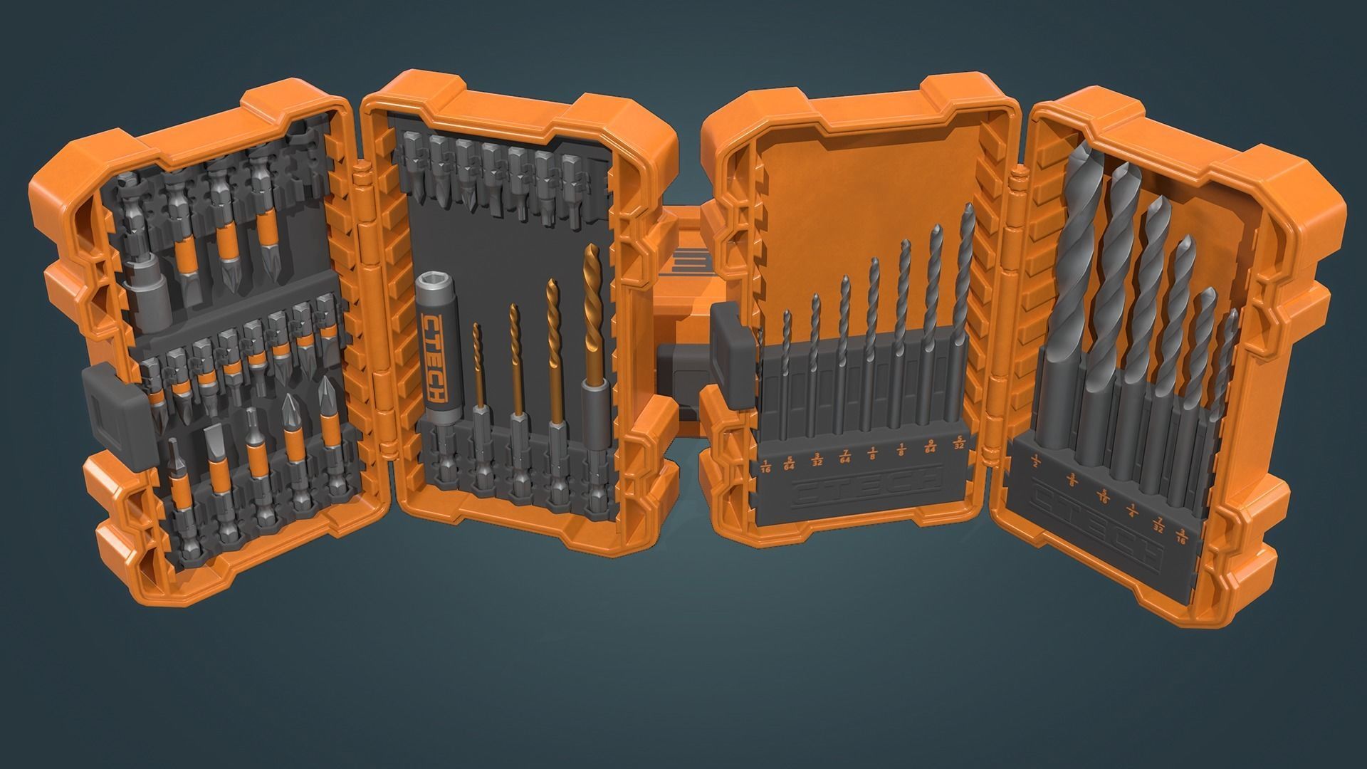 Drill Bit Set Low-poly 3D model_12