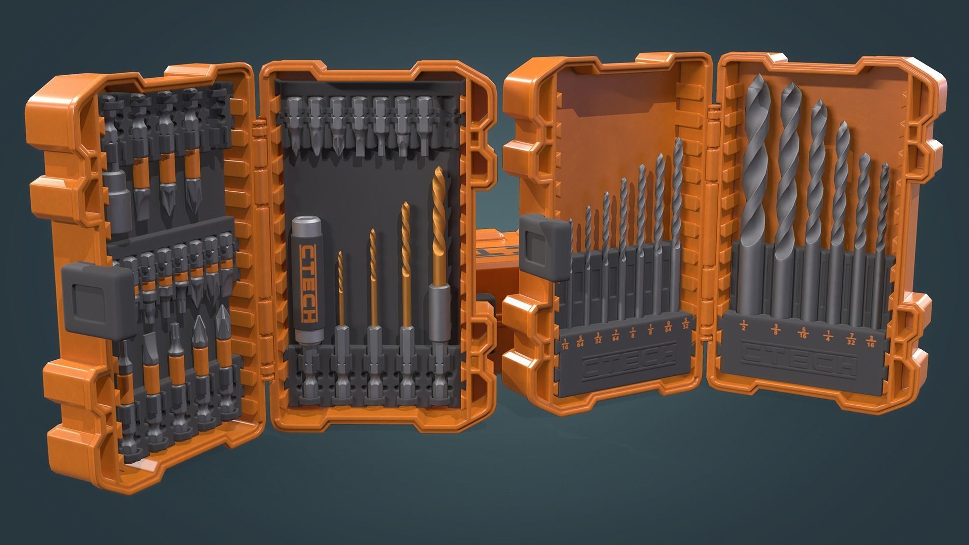 Drill Bit Set Low-poly 3D model_11