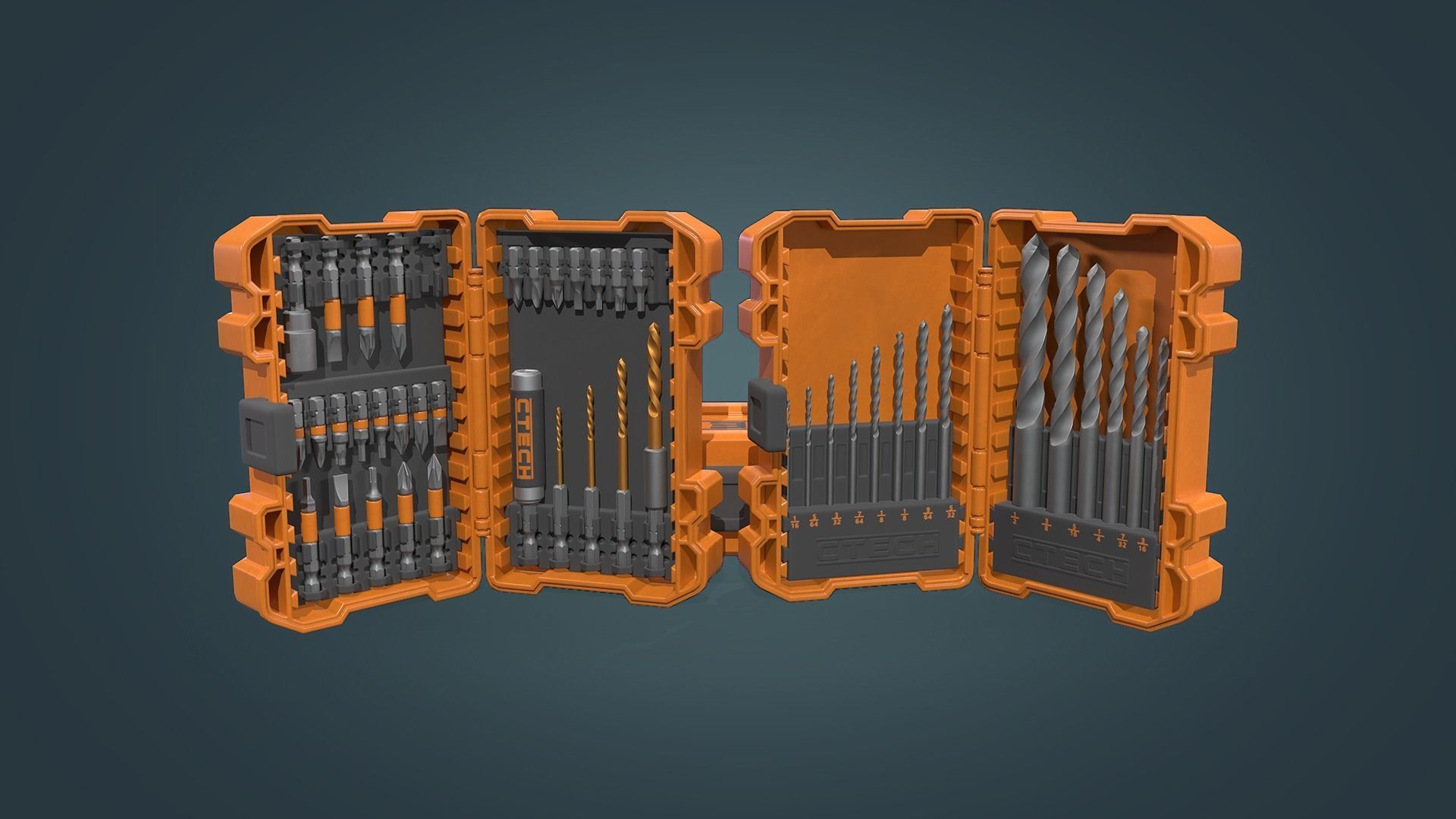 Drill Bit Set Low-poly 3D model_19