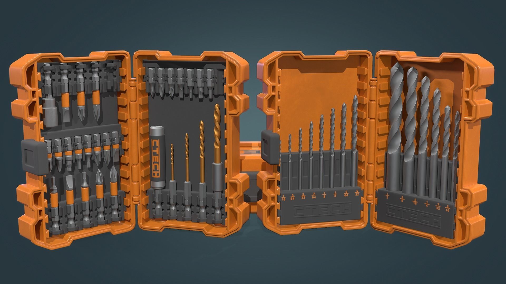 Drill Bit Set Low-poly 3D model_10