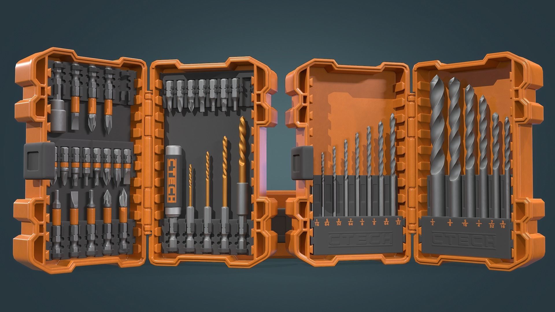 Drill Bit Set Low-poly 3D model_3