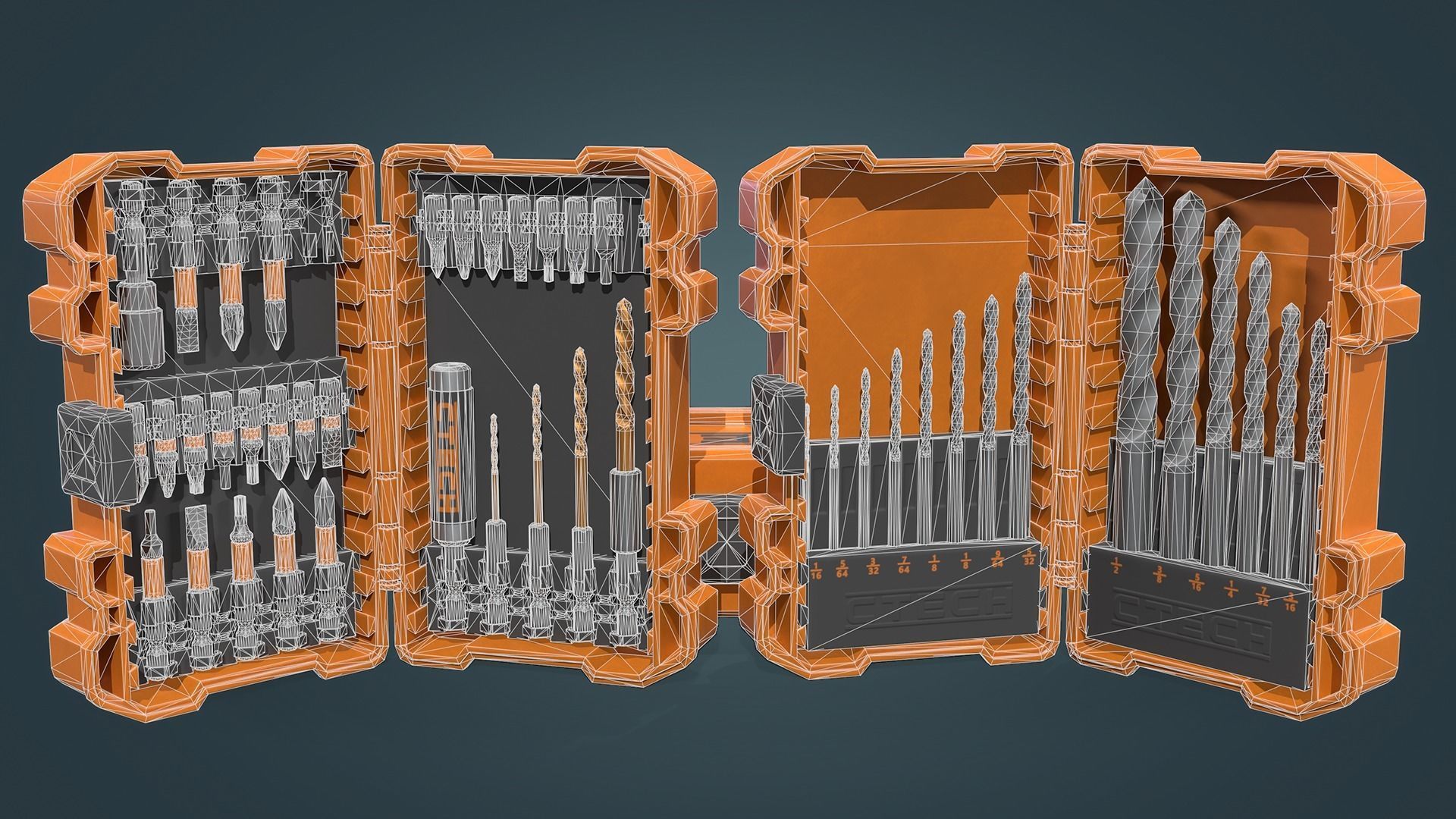 Drill Bit Set Low-poly 3D model_15