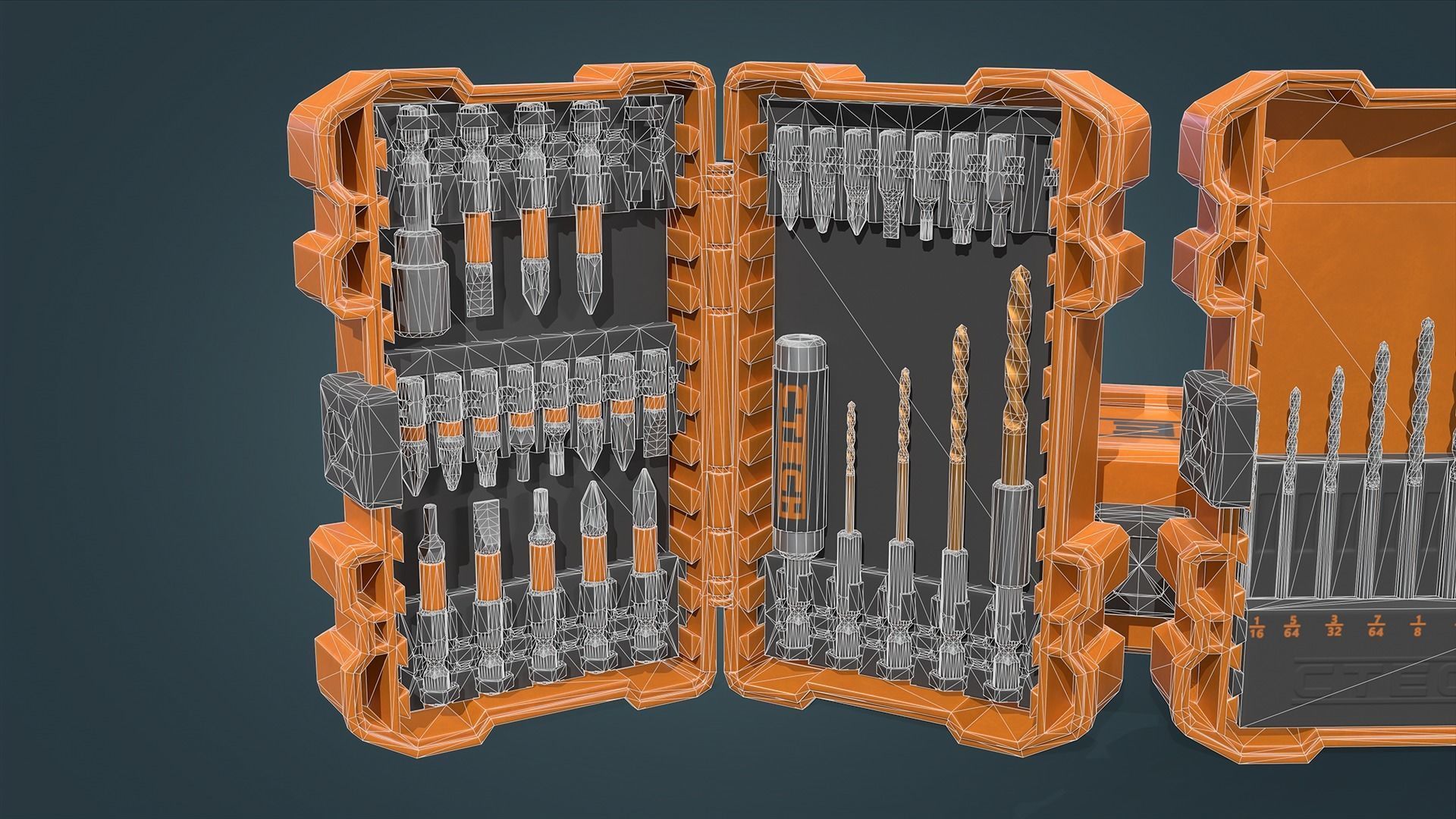 Drill Bit Set Low-poly 3D model_17