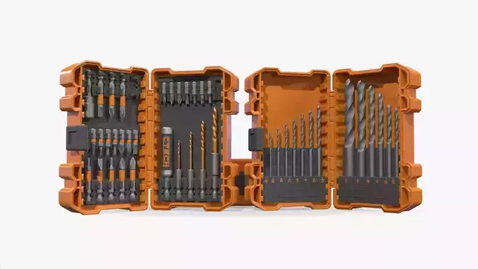 Drill Bit Set Low-poly 3D model