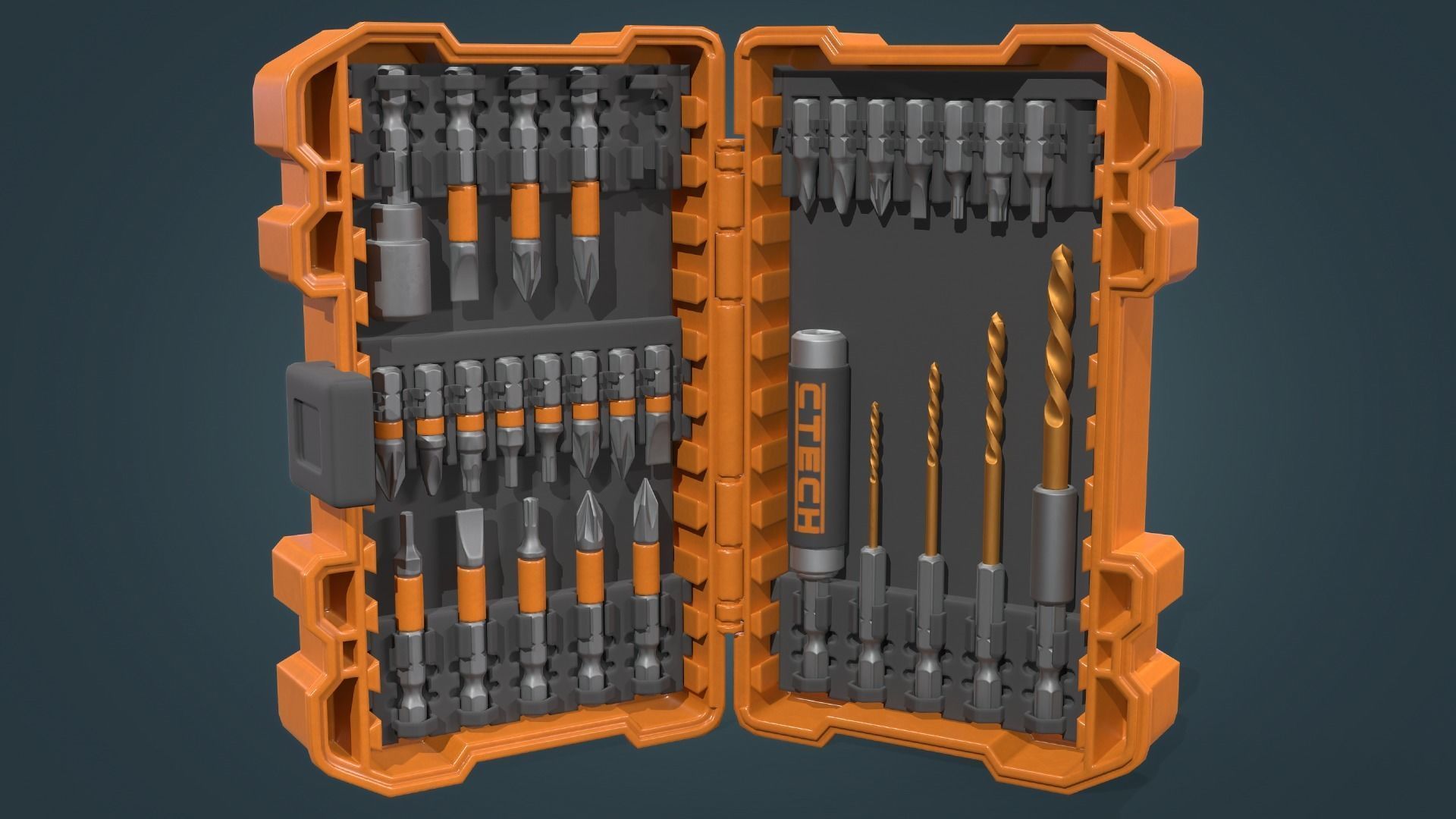 Drill Bit Set Low-poly 3D model_2