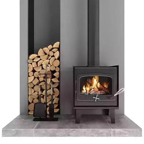 Fireplace wood burning stove with logs