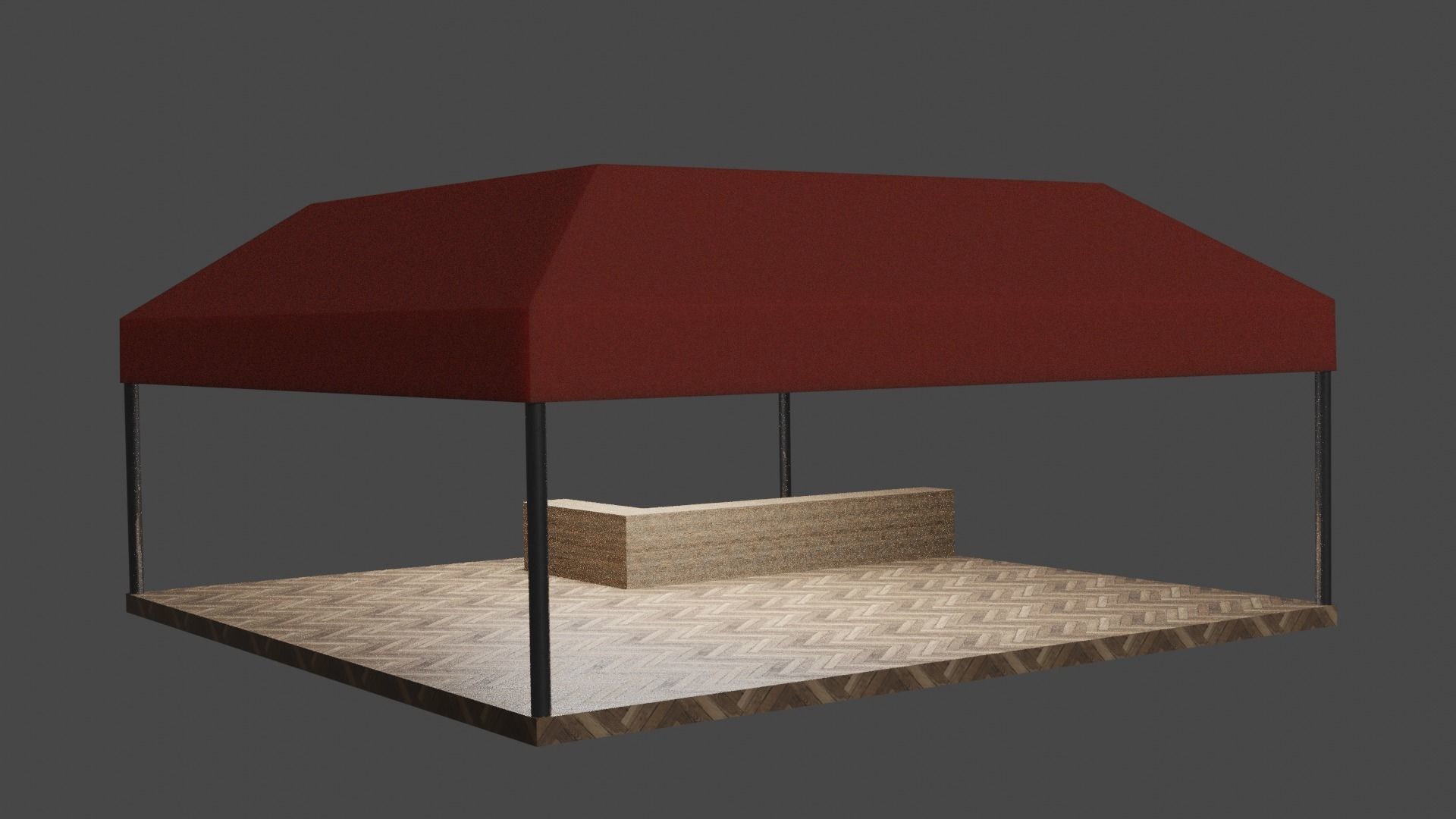 Tent and Platform Low-poly 3D model_1