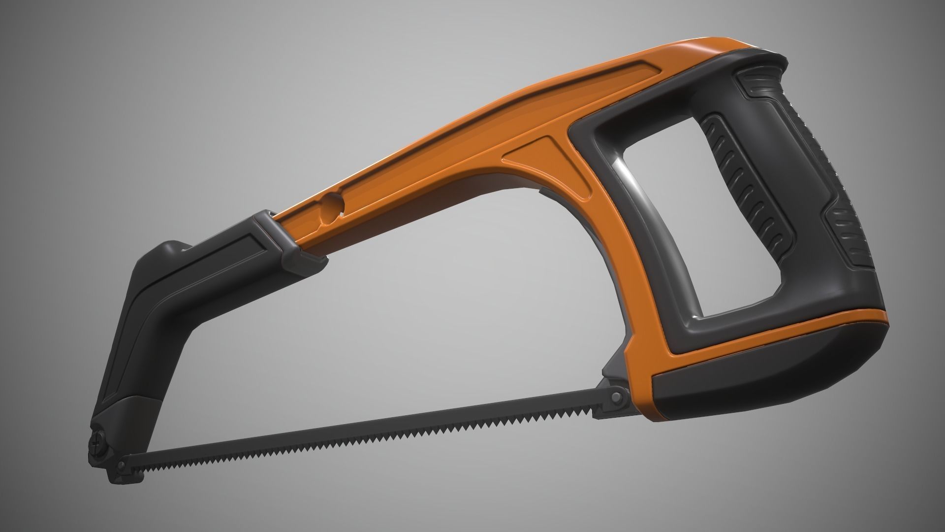 Hacksaw orange and saw Low-poly 3D model_6