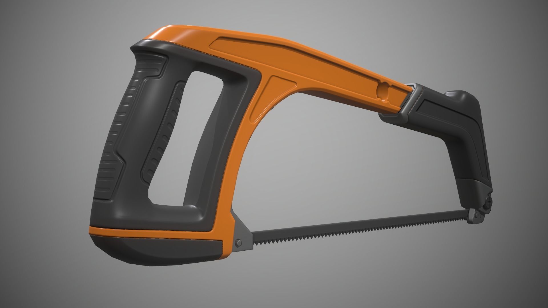 Hacksaw orange and saw Low-poly 3D model_7