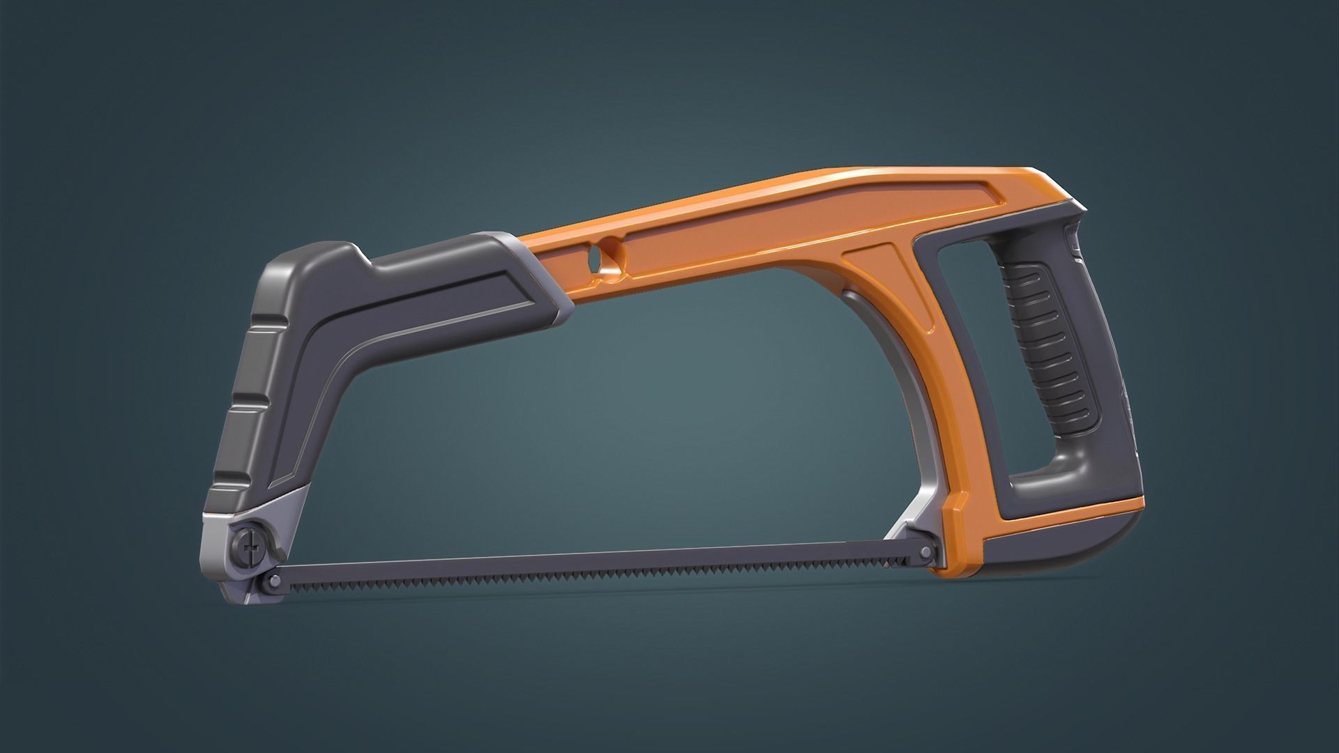 Hacksaw orange and saw Low-poly 3D model_1