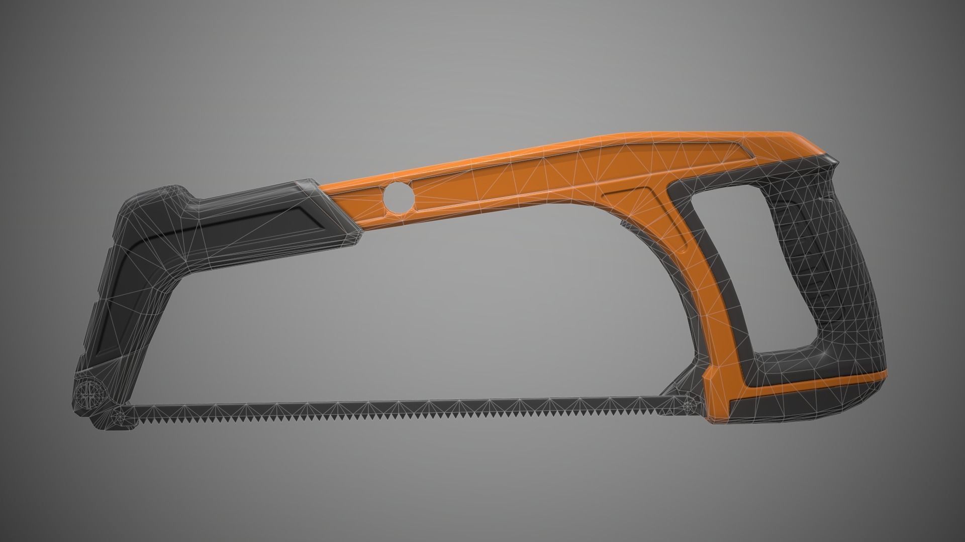 Hacksaw orange and saw Low-poly 3D model_12