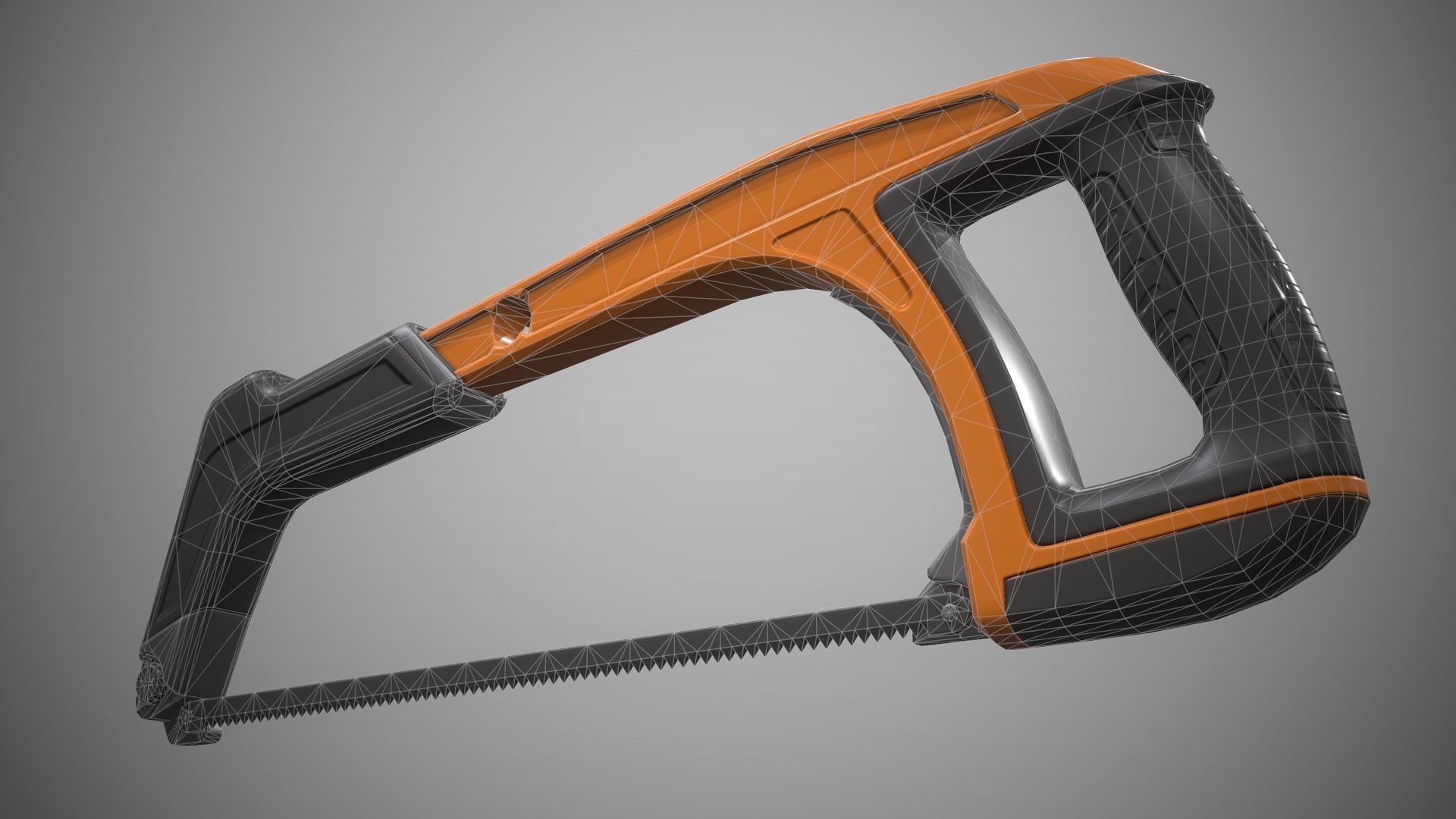 Hacksaw orange and saw Low-poly 3D model_13