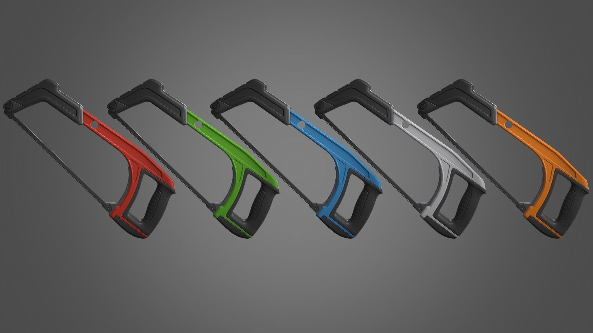 Hacksaw orange and saw Low-poly 3D model_2