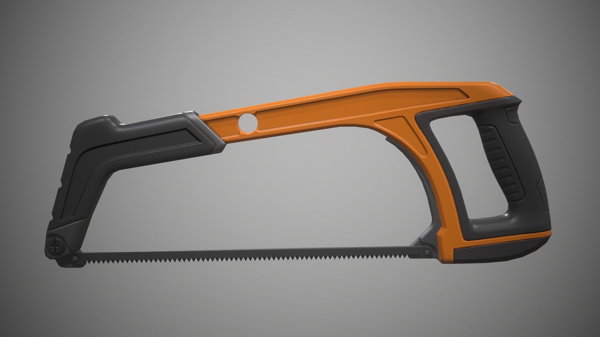 Hacksaw orange and saw Low-poly 3D model_4