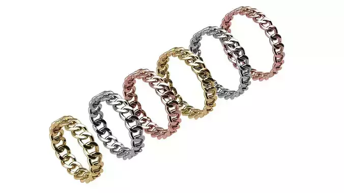 Cuban Link Chain Ring 4 mm wide