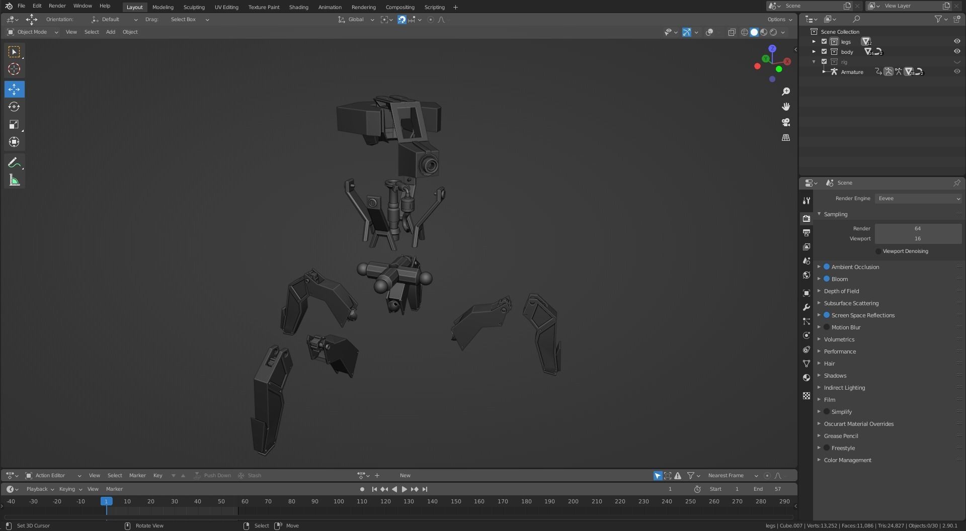 Low poly Spider Robot Low-poly 3D model_8