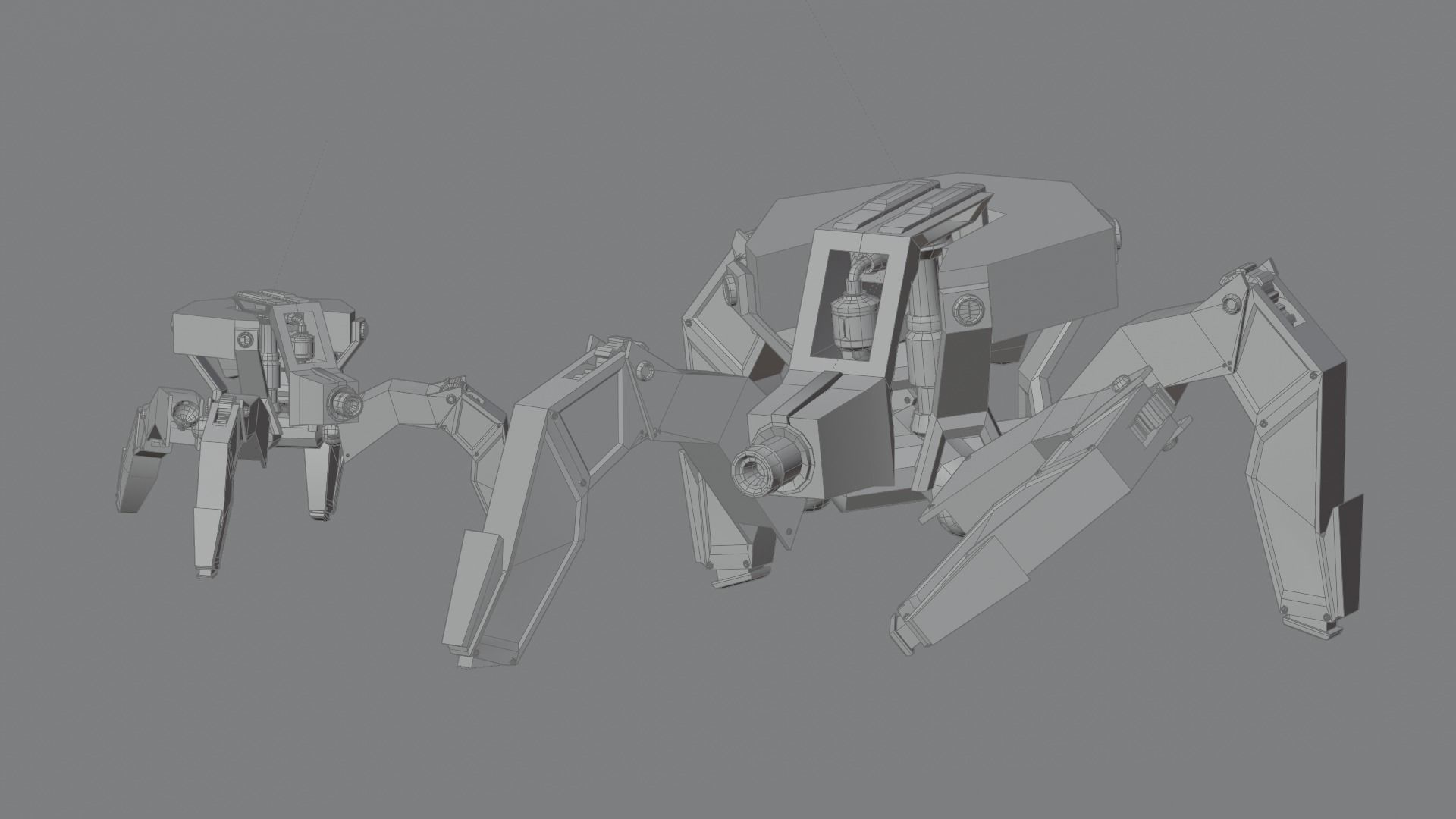 Low poly Spider Robot Low-poly 3D model_4