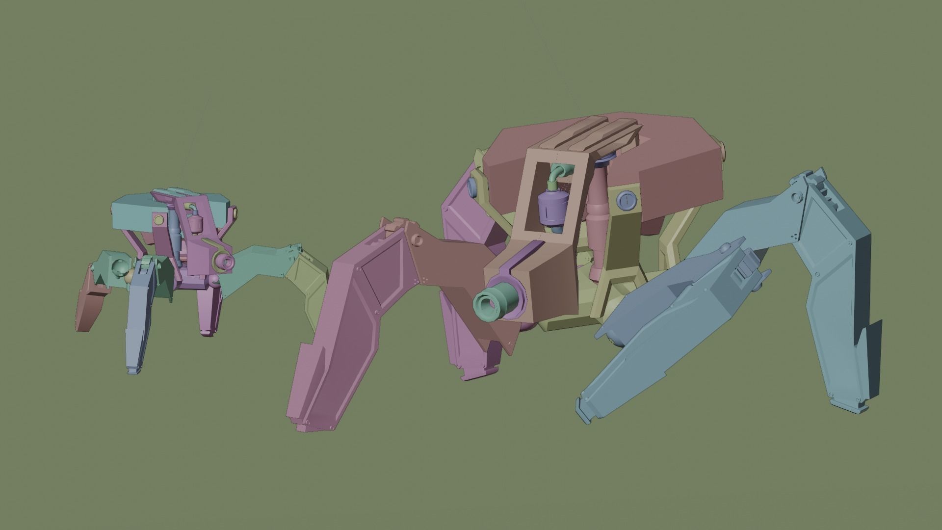 Low poly Spider Robot Low-poly 3D model_5