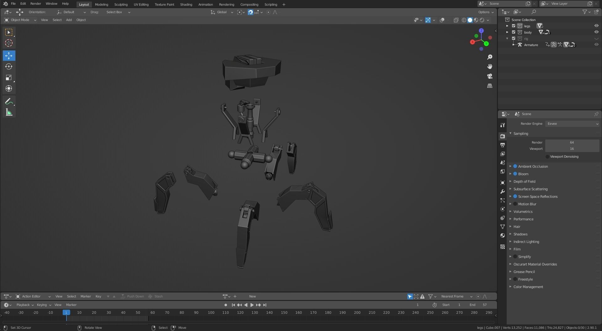 Low poly Spider Robot Low-poly 3D model_9