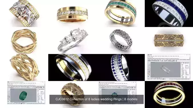 CJC0612 Collection of 8 ladies wedding Rings 